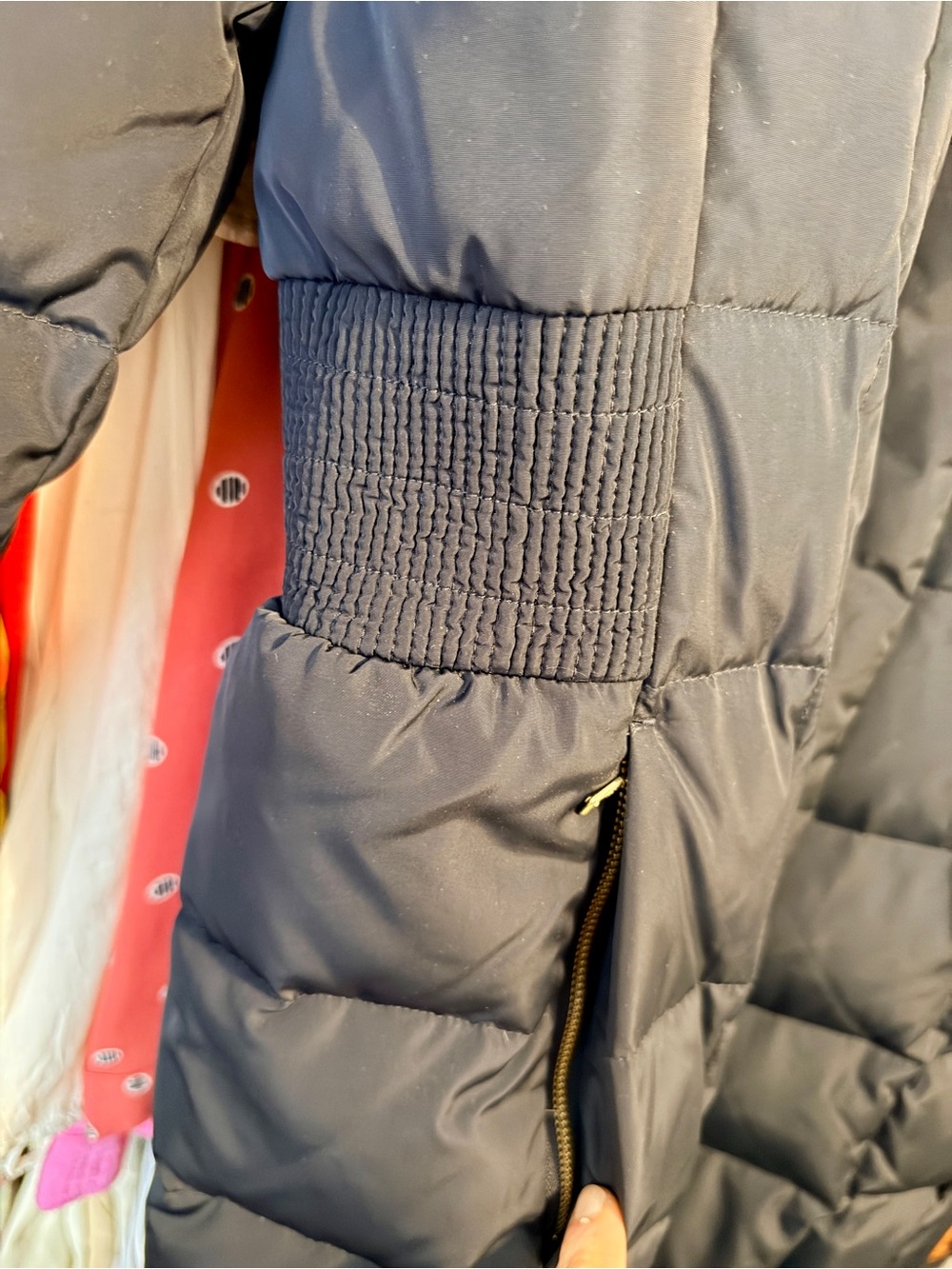 Cole Haan Slate Blue Quilted Long Puffer Coat with Hood - Picture 6 of 13